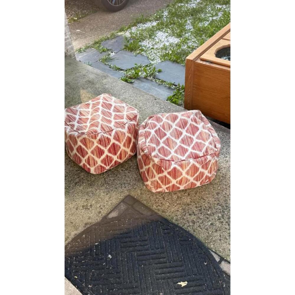 Set of 2 Modern Patterned Ottomans